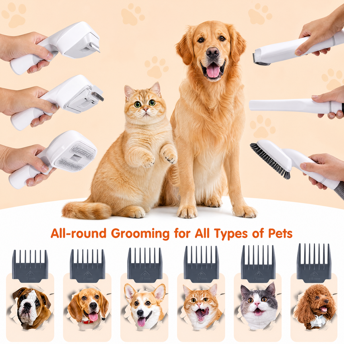 PitchMeow 6-in-1 Pet Grooming Vacuum Kit