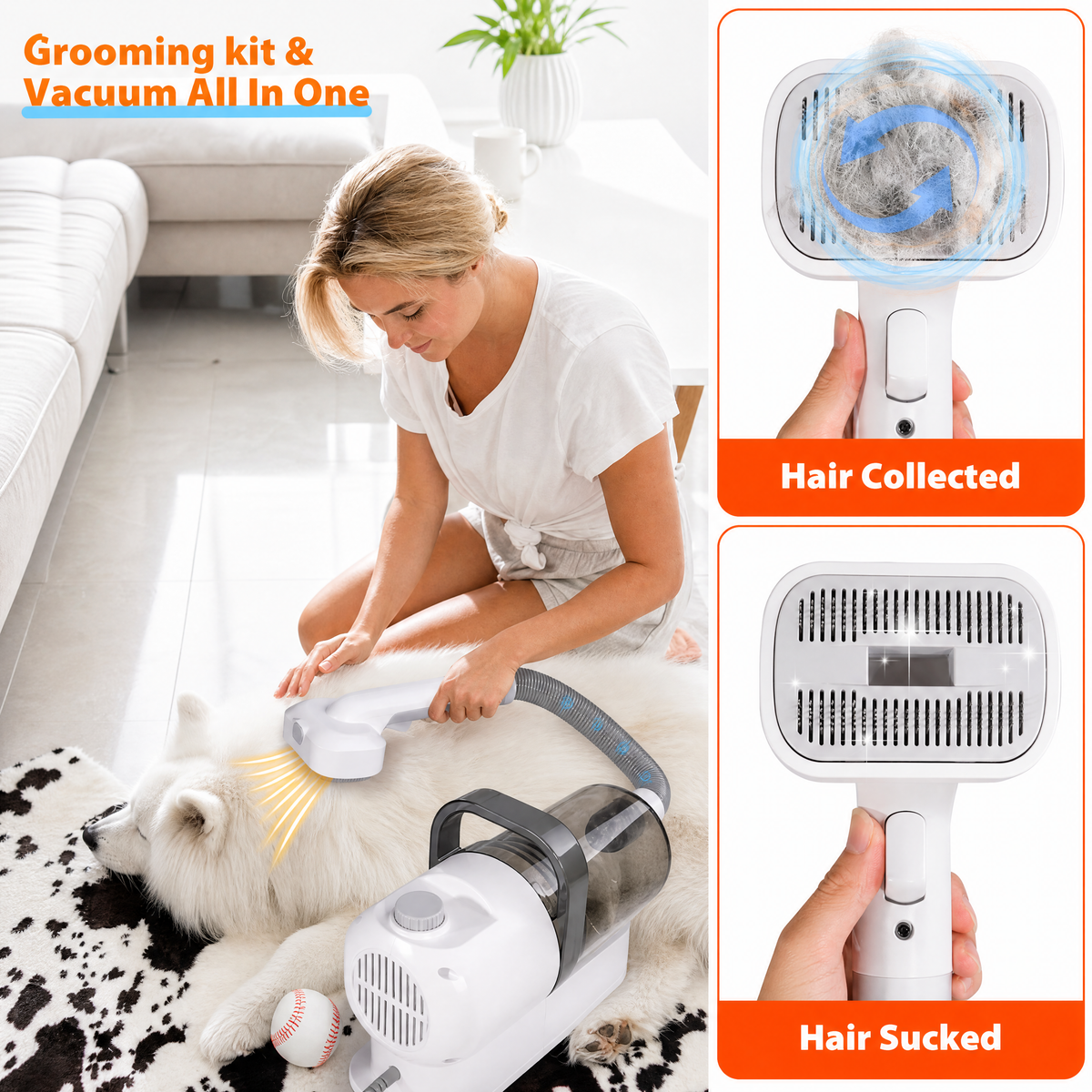 PitchMeow 6-in-1 Pet Grooming Vacuum Kit