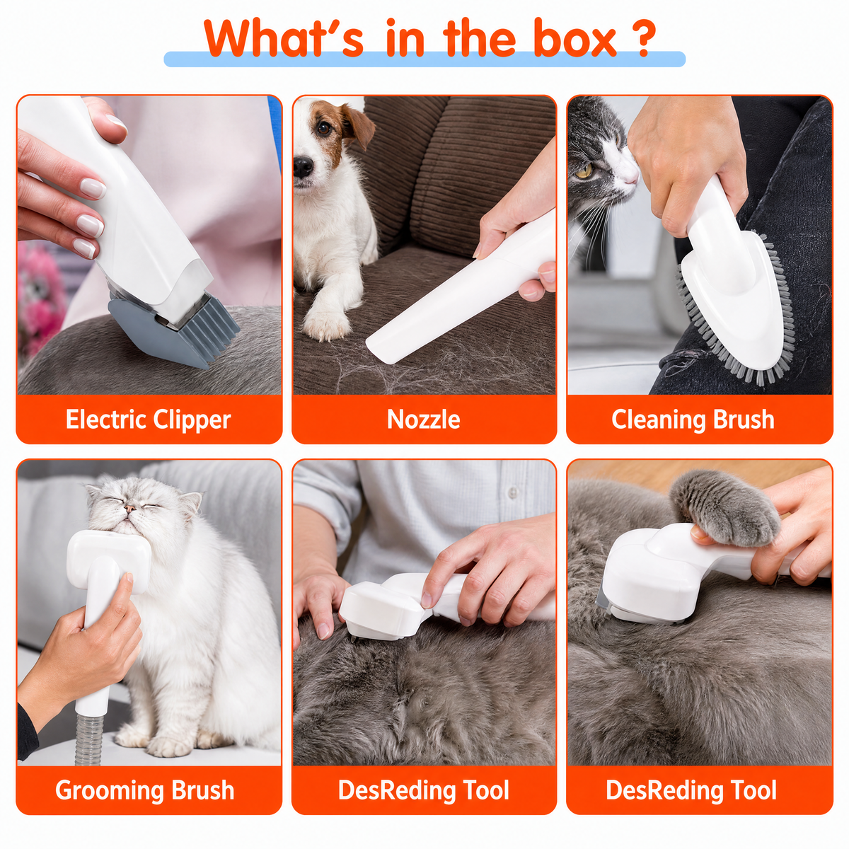 PitchMeow 6-in-1 Pet Grooming Vacuum Kit
